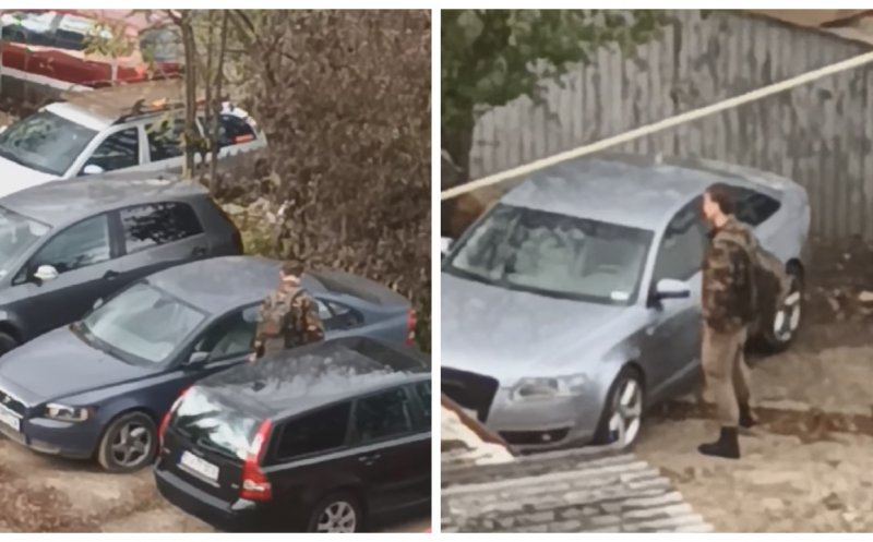 Atenție, șoferi! Un individ a fost filmat în timp ce “verifica” portierele mașinilor parcate pe o stradă din Cluj-Napoca