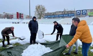 Fostul antrenor de la CFR Cluj, la lopată, prin nămeţii de pe gazon