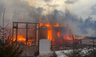 INCENDIU puternic la o casă de vacanță din Cluj. Cabana, făcută scrum