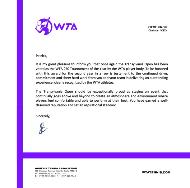 Transylvania Open, desemnat din nou cel mai bun turneu WTA250