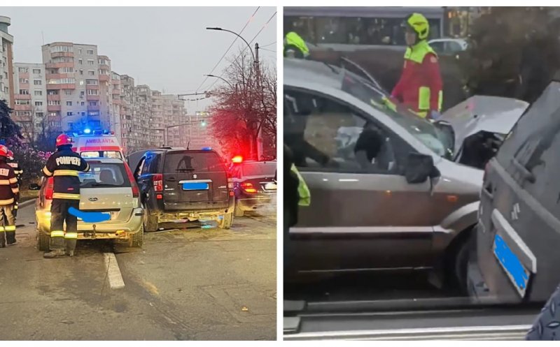 ACCIDENT rutier în Mărăști! Două mașini implicate / Bărbat, transportat la spital