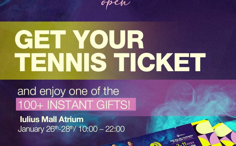Trofeul Transylvania Open, expus la Iulius Mall, în acest weekend. Pasionații de tenis își pot cumpăra bilete la turneu de la standul amenajat în Atrium
