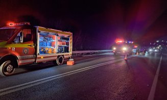 Accident pe centura Vâlcele-Apahida. Trei autovehicule implicate, printre care și un camion răsturnat