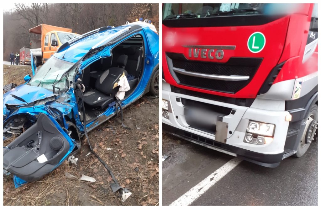 ACCIDENT în Cluj! Bărbat rănit în urma unei coliziuni între un camion și o mașină / Elicopterul SMURD, la fața locului