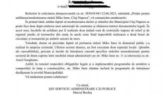 Clujenii de pe Miko Imre, exasperați! Cer de ani de zile asfaltarea străzii, municipalitatea îi amână