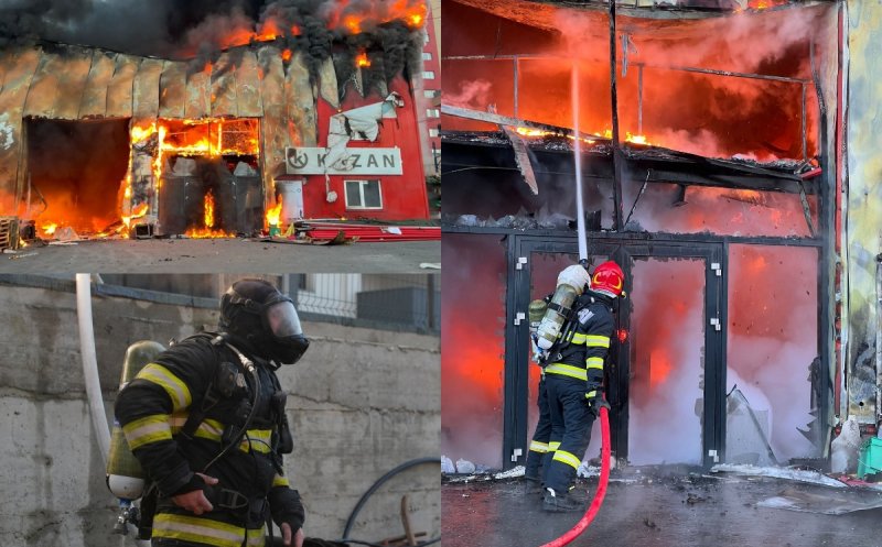 Eroii zilei! Peste 80 de pompieri clujeni s-au luptat ore în șir cu focul care a cuprins o hală în Baciu