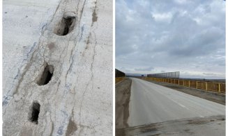 Pod peste Autostrada Transilvania, pericol pentru șoferi. "Se rupe efectiv drumul"