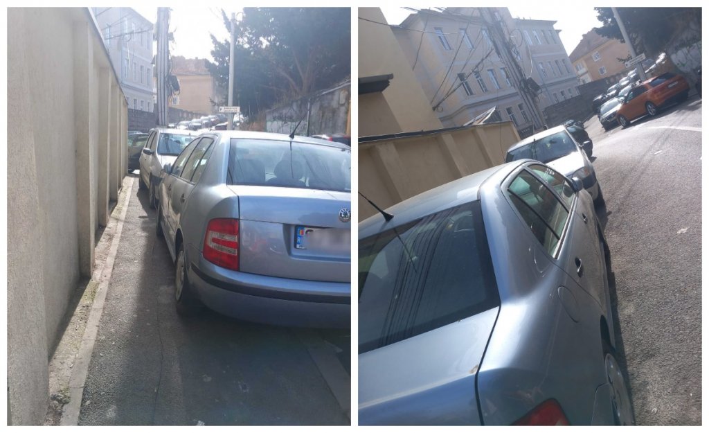 Trotuarele din Cluj ocupate de mașini, pericol pentru pietoni. Mămică: "Este inadmisibil să nu pot să mă duc cu căruciorul pe trotuar"