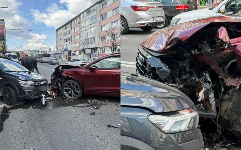 ACCIDENT rutier în Piața Mihai Viteazu! Două persoane, transportate la spital