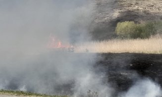 ARDE o autoutilitară încărcată cu cauciucuri, pe un drum din Cluj! Focul s-a extins la stufăriș / Se aglomerează