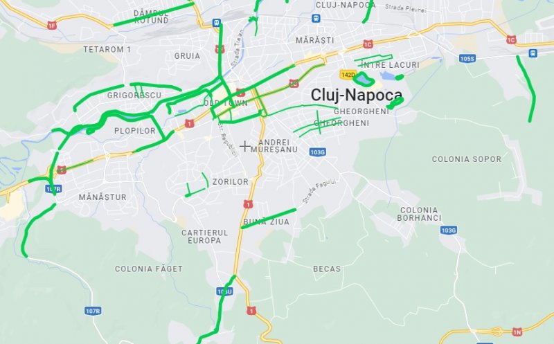 Harta rutelor ciclabile din Cluj-Napoca