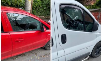 Mașini vandalizate pe o stradă din Cluj-Napoca. Șoferii s-au trezit cu geamurile sparte