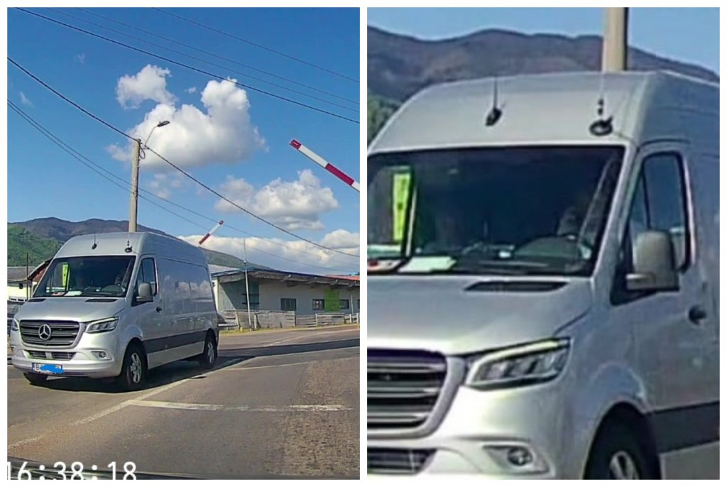 Un șofer ignoră barierele coborâte și trece cu viteză peste calea ferată în timp ce vorbește la telefon