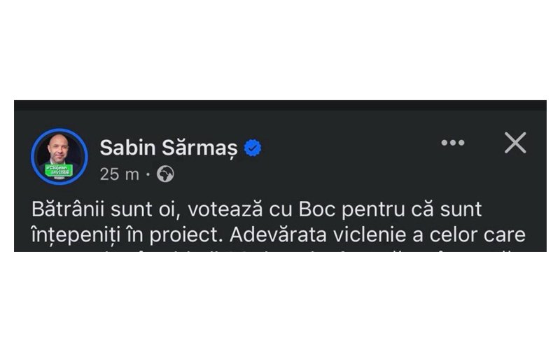 Deputatul invizibil Sabin Sărmaș jignește vârstnicii Clujului, făcându-i “oi”. Provoacă un conflict între generații! (P)
