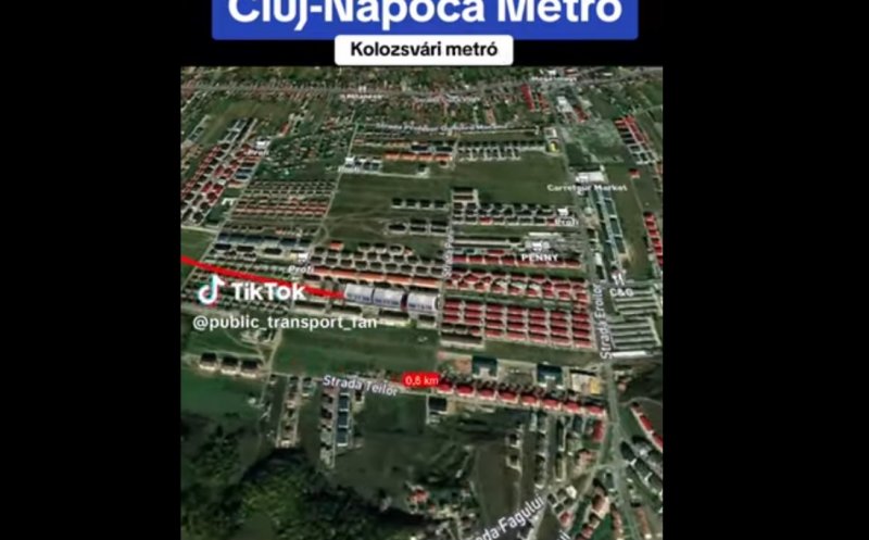 Harta 3D cu traseul liniei de metrou din Cluj Napoca