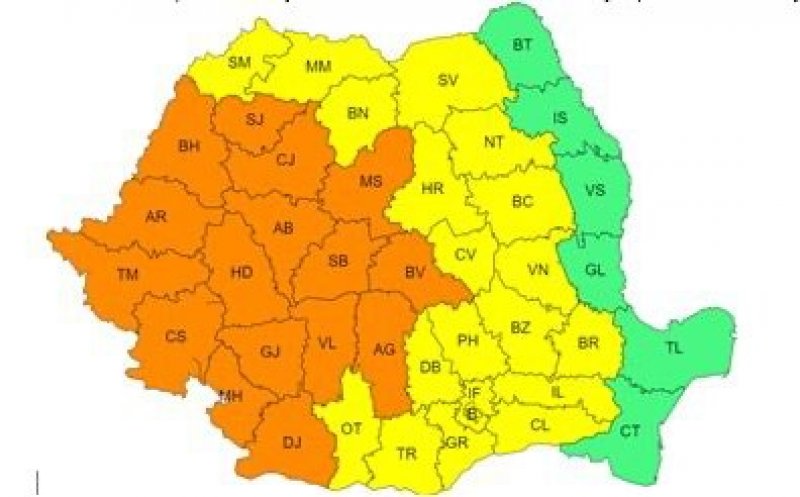 Cod PORTOCALIU la Cluj:  instabilitate atmosferică accentuată