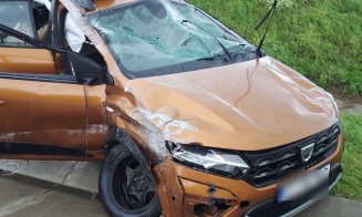 ACCIDENT pe Autostrada Transilvania, în Cluj. O mașină s-a răsturnat / Intervine elicopterul SMURD