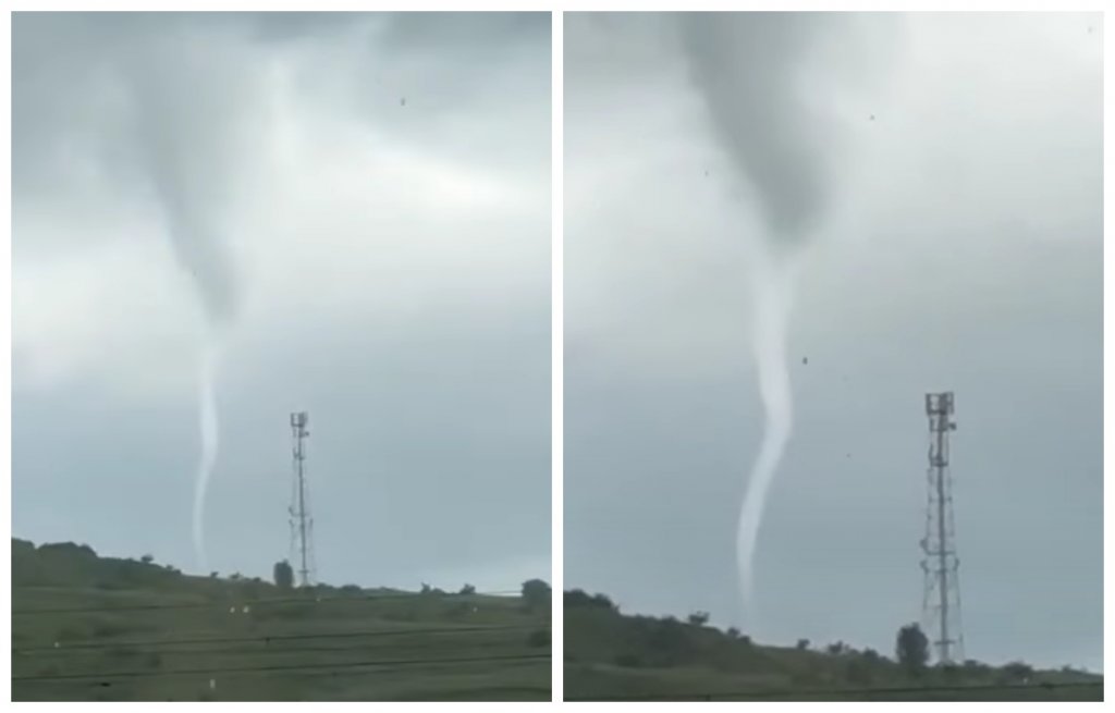 Fenomen spectaculos în județul Cluj. O tornadă a fost surprinsă în apropierea unui sat