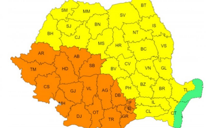 Miercuri, valul de căldură se va extinde în toată ţara, cu maxime de 37 de grade/ Cod portocaliu în 16 judeţe