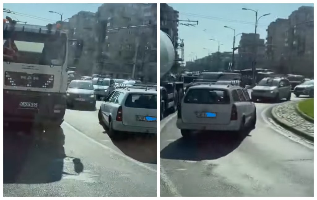 "A crezut că e în Londra". Un șofer a fost surprins în timp ce conducea pe contrasens într-un sens giratoriu din Cluj