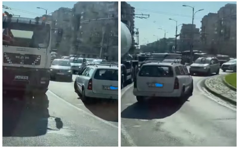 "A crezut că e în Londra". Un șofer a fost surprins în timp ce conducea pe contrasens într-un sens giratoriu din Cluj