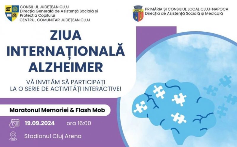 Clujul marchează Ziua Internațională Alzheimer: Maraton al Memoriei și Flash Mob, la Cluj Arena/ Înscrieri pentru testări gratuite a memoriei