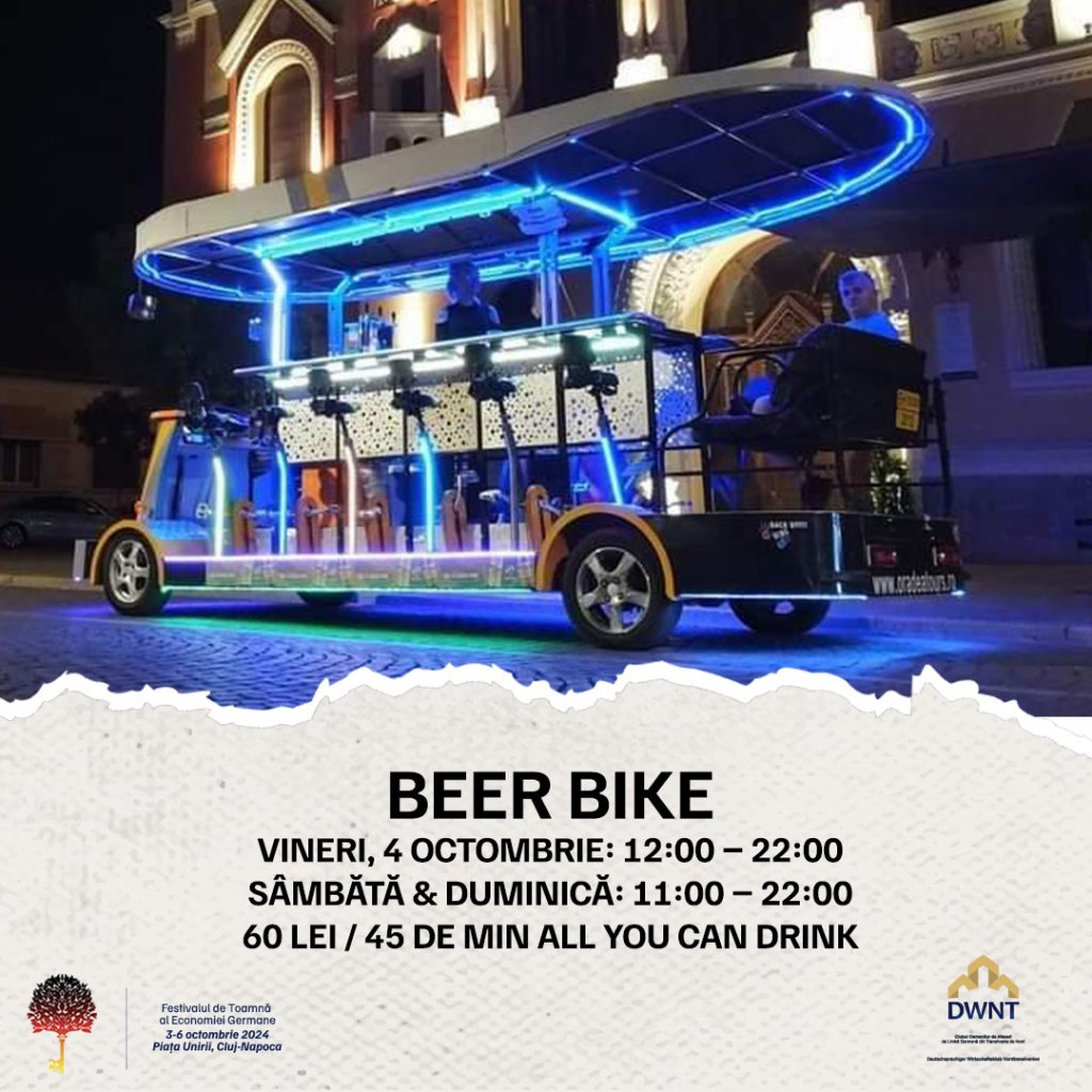 Eveniment inedit în Cluj-Napoca: Beer Bike – pedalezi și savurezi bere rece