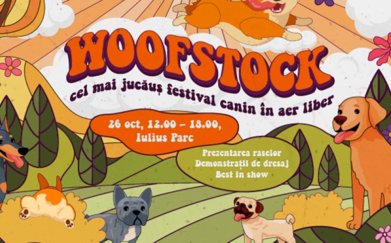 Woofstock, cel mai jucăuș festival canin, vine în Iulius Parc. Te așteaptă parade, demonstrații de dresaj și competiții canine