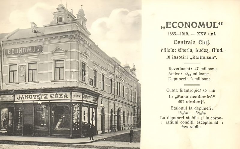 Prima instituțe financiară românească din Cluj, reclamă din 1910
