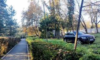Primul loc de parcare "eco-friendly" din Cluj: Un șofer și-a lăsat mașina pe spațiul verde dintr-un parc