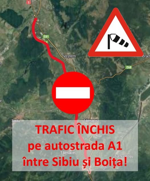 COD ROȘU de ninsori și viscol! Circulaţie închisă pe autostrada A1 între Boiţa şi Cisnădie/ Arbori doborâți de vânt pe Transalpina și pe DN 75 - Bihor