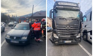 Accident între un camion și o mașină, în Cluj: Bărbat de 85 de ani, încarcerat