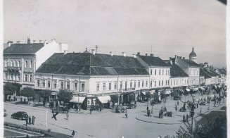 Intersecția Pieței Unirii cu strada Eroilor. Aici este Farmacia nr.1.