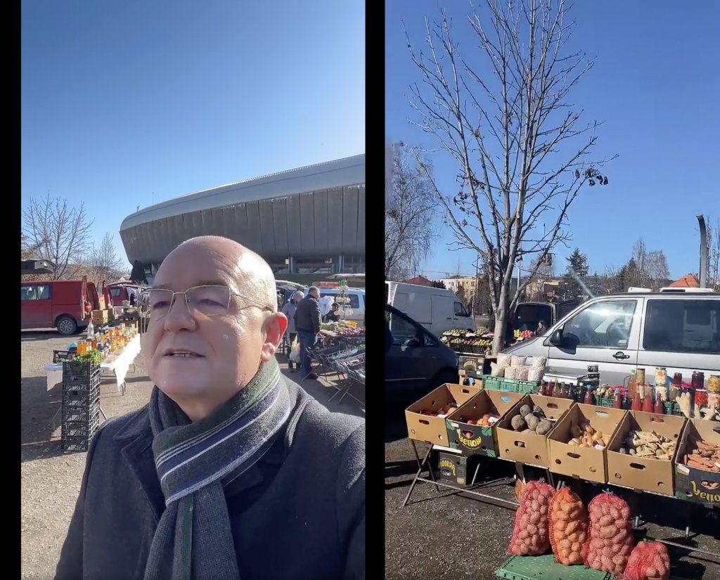 Emil Boc a ieșit la cumpărături în piața volantă din Cluj-Napoca: „Susținem împreună producătorii locali”