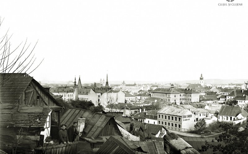 Panorama Clujului de pe coasta de sud a Cetățuii, în 1914