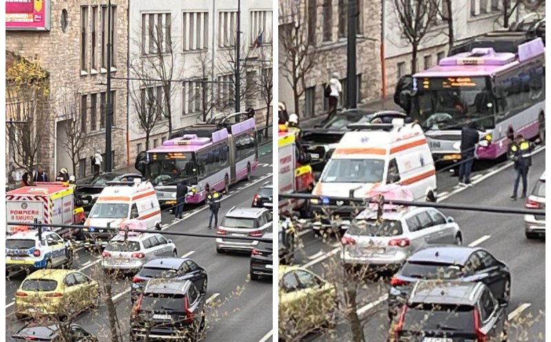 Cum s-a produs accidentul de pe Bulevardul 21 Decembrie din Cluj, în care un bărbat a rămas încarcerat