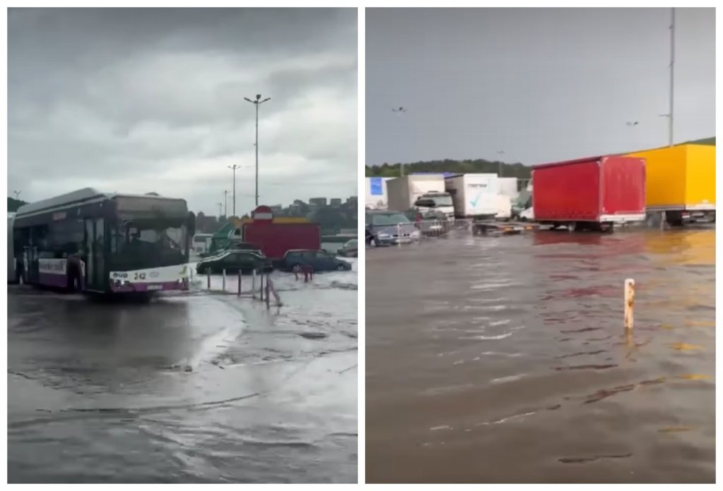 Inundații în Cluj după ruperea de nori: Parcarea VIVO și mai multe străzi, sub apă