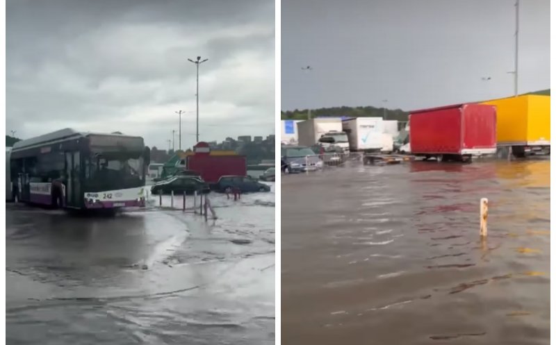 Inundații în Cluj după ruperea de nori: Parcarea VIVO și mai multe străzi, sub apă