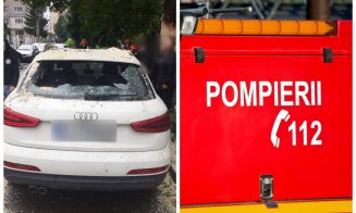 Cluj: Un arbore a căzut peste două mașini parcate. Au intervenit pompierii