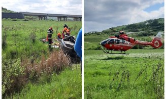Accident rutier GRAV în Cluj: Patru victime încarcerate într-o mașină răsturnată. Intervine elicopterul SMURD