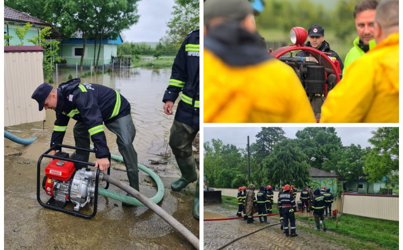 Case și gospodării sub ape! Pompierii clujeni, intervin în zonele afectate de viituri