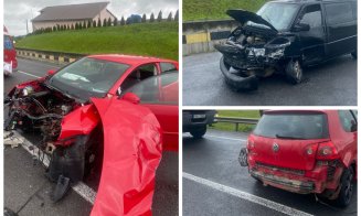 Accident rutier în județul Cluj: Trei victime, evaluate de paramedici. Descarcerarea a intervenit