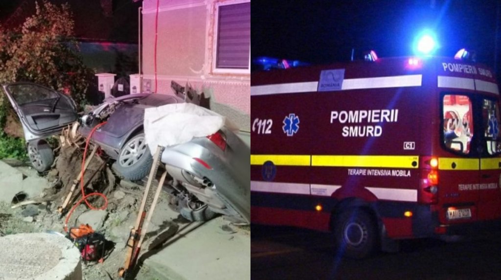 Cum s-a produs accidentul grav din Chinteni, Cluj: un tânăr s-a răsturnat cu mașina după ce a intrat într-un copac