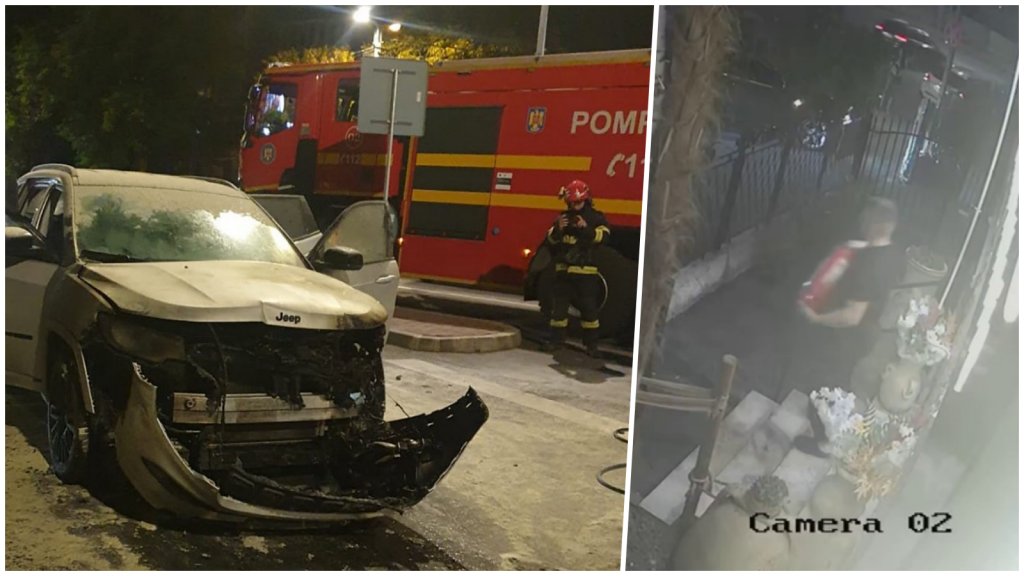Mașina de lux care a luat foc pe Calea Turzii: chelneri și bucătari, transformați în pompieri de ocazie