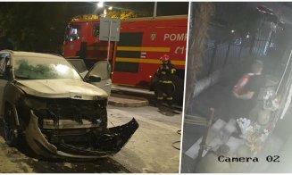 Mașina de lux care a luat foc pe Calea Turzii: chelneri și bucătari, transformați în pompieri de ocazie