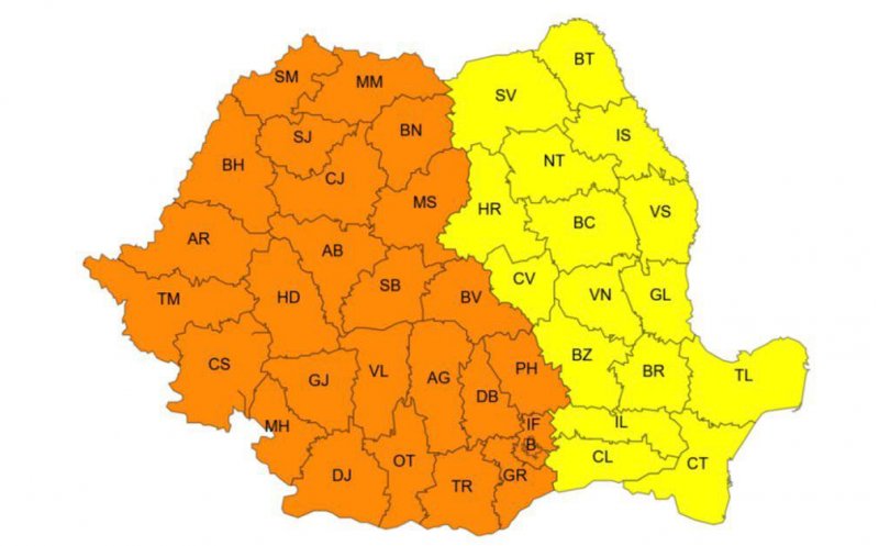COD PORTOCALIU de  caniculă la Cluj, de vineri