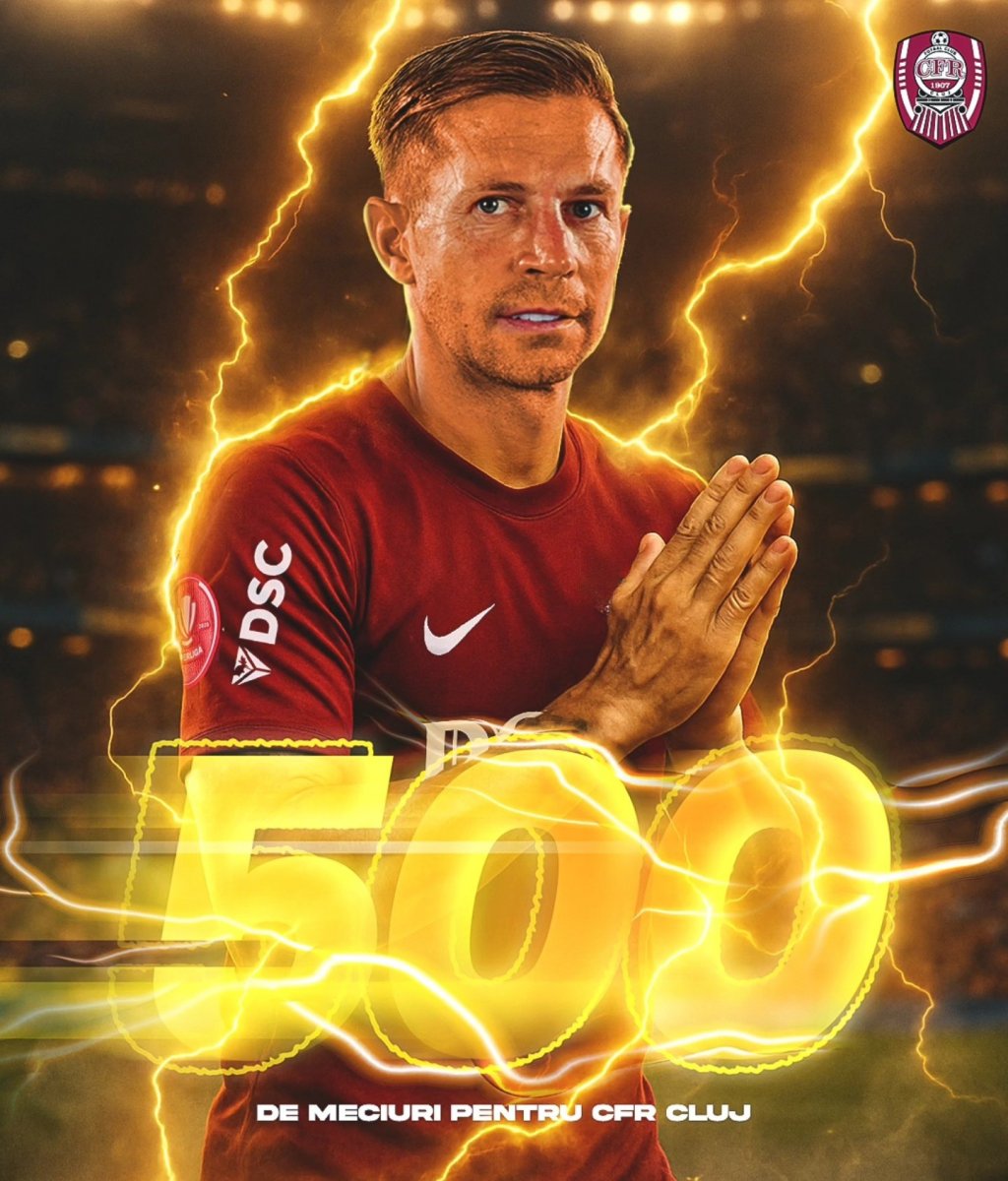 Bornă istorică atinsă de Ciprian Deac. Mijlocașul a jucat meciul cu numărul 500 pentru CFR Cluj