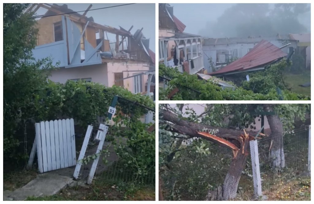Imagini de groază surprinse într-o localitate din Cluj, după furtuna de luni seară: O familie a fost lăsată sub cerul liber