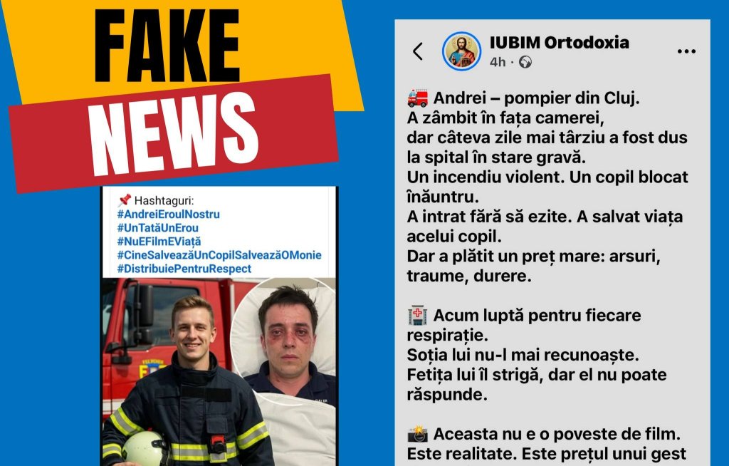 Atenție! Un fake news despre un pompier clujean „grav rănit” circulă online. Precizările ISU Cluj
