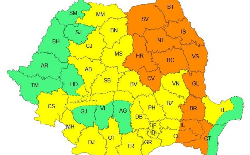 Cod galben prelungit de averse torențiale, vijelii și grindină, la Cluj